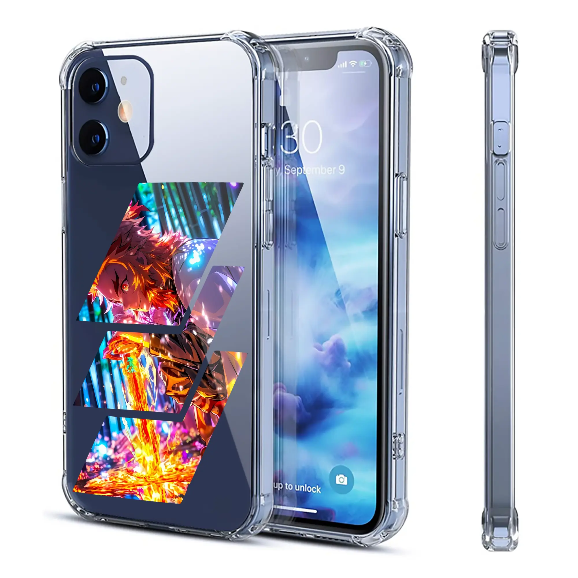 鬼滅の刃 グッズ,煉獄 杏寿郎 - IPhone 12シリーズ対応 ・ 透明スマホケース ・ クリアソフトケース ・ TPU素材 ・ 耐衝撃 ・ 高密着 ・ 防汚 防指紋 ・ 簡単着脱